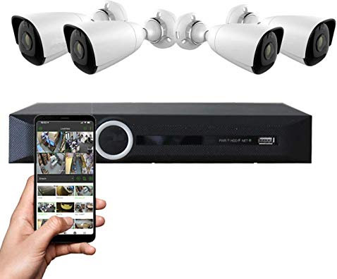 Tiandy Lite 4 Channel 1080P 2MP IP Network Kit, 4 x H.265 Starlight 2MP 1080P WDR 140dB Exir IR VCA POE SD-Card Smart Bullet IP Camera Low Light, 4x 20m RJ45 CAT5 Cable & 2TB Hard Drive