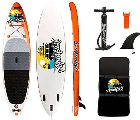 AQUALUST 10'6 SUP Board Stand Up Paddle Surf-Board aufblasbar ISUP 320x81x15cm orange