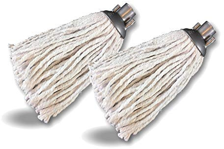 2 têtes serpillères à franges de rechange pour balais espagnols | Lot de 10 sets | Tête universelle à visser | Coton blanc naturel tressage spécial | Kibros 105714x10