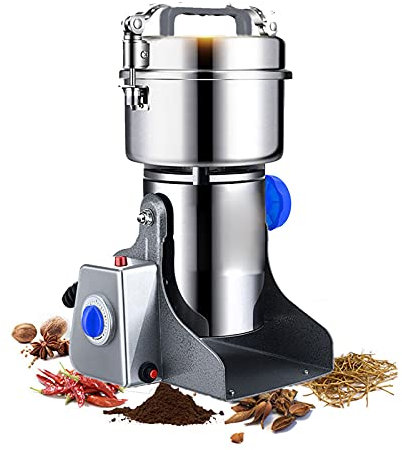 FREEDOH 800 / 1000g Getreidemühle Hochgeschwindigkeitsgewürz- Und Kaffeemühle Edelstahlpulverisierer 70-300 Mesh Kräuterbrecher ür Trocken Pfeffer Mais Pfeffer,800g