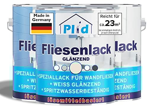 Plid® Fliesenfarbe Badezimmer & Küche [FEUCHTIGKEITSBESTÄNDIG] Fliesenlack Cremeweiß 2,25l fürs Bad - Fliesen neu streichen & lackieren im Innenbereich - 3in1 Fliesen Farbe Lack - Made in Germany