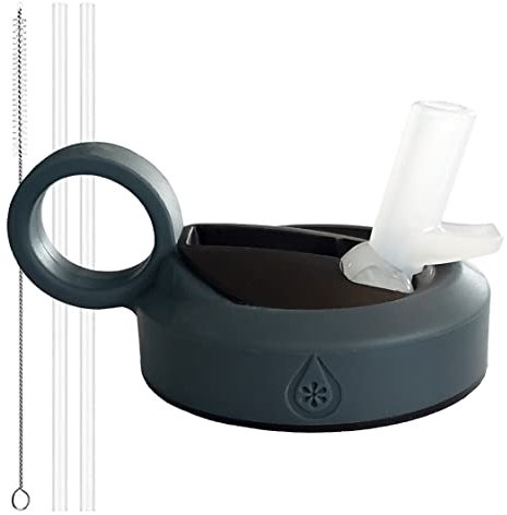 Paravalve High Performance Straw Lid for wide mouth water bottles, Leak-Proof, Smart-Vent, Insulated, Soft Touch Ring Handle, BPA Free