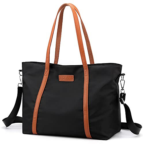 zhongningyifeng Sac fourre-tout pour femme en nylon 15,6 pouces sac à main à bandoulière pour ordinateur portable pour le travail de voyage (black)