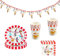 Lepidi Vaisselle de Fête à Thème, 45 Pièces Vaisselle à Thème d'anniversaire, Rayures Rouges et Blanches Vaisselle d'anniversaire à Thème de Cirque pour Vacances, Fête, Anniversaire (12 Invités)