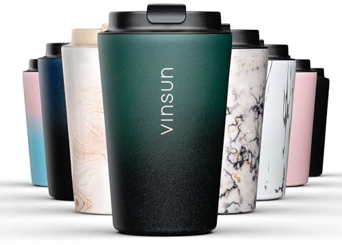 VINSUN Mug Isotherme Inox 350ml - Tasse Thermo a Café & Thé avec Couvercle - Étanche, Double Paroi, sans BPA - Gobelet a Emporter (Voyage, Voiture, Travail)