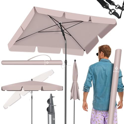 KESSER® Ombrellone Rettangolare Incl. 2in1 Coperta e Borsa di Trasporto Ombrellone da Giardino Ombrellone da Patio | Ombrellone 200 x 125cm per Balcone Giardino e Terrazza