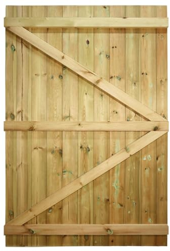 Bespoke Flat Top Wooden Garden Gate, 6ft x 4ft T&G Semi-Braced Door | Up to 180cm High x 120cm Wide, Made to Measure, Heavy Duty, Pressure Treated, Pedestrian Rear Gate Entry, Side Gate Entrance