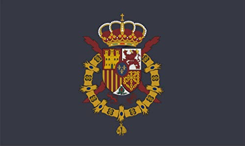 BANDERA REAL DE ESPAÑA. JUAN CARLOS I. CALIDAD RASO PREMIUM. TAMAÑO GRANDE 150X90