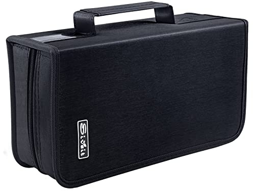 Siveit - Funda para Almacenamiento de CD, DVD, 128 Unidades, Organizador de CD, Carpeta de CD, portátil para Viajes en casa, Color Negro