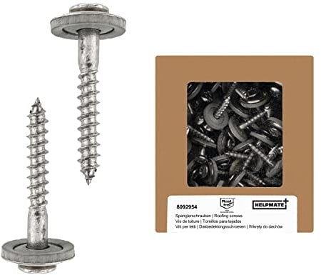HELPMATE Viti Spengler 4,5 x 25 mm, 50 pezzi, DIN 7995, in acciaio inox A2, PZ2, DIN 7995, testa cilindrica, con disco e EPDM Di, argento, 4,5 x 25 mm