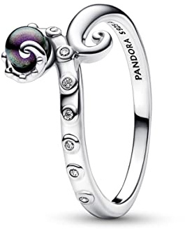 PANDORA x Disney Arielle die Meerjungfrau Ursula Ring aus Sterling Silber mit Kunstperle und Cubic Zirkonia in der Größe 56, 192697C01-56