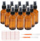 ALWSCI 12 Stück 60 mL Sprühflaschen, Bernstein Apothekenflaschen-Set feine Nebel-Boston-Glasflaschen, kleine Sprühflasche für ätherische Öle, Schönheit, Haar und Reinigung