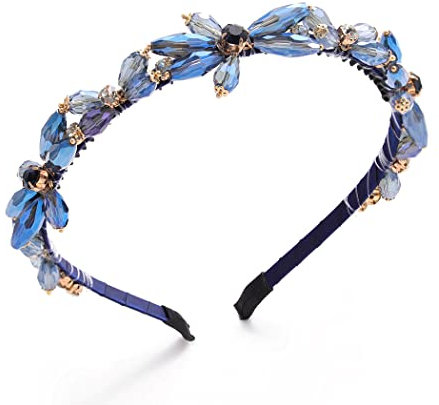 IYOU Strass Kristall Stirnband für Frauen Marineblau Haarschmuck Edelstein Perlen Party Geburtstag Haarbänder für Frauen und Mädchen