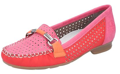 Rieker 40065-14 Damen Slipper Synthetik blau/rot/weiß blau/rot/weiß
