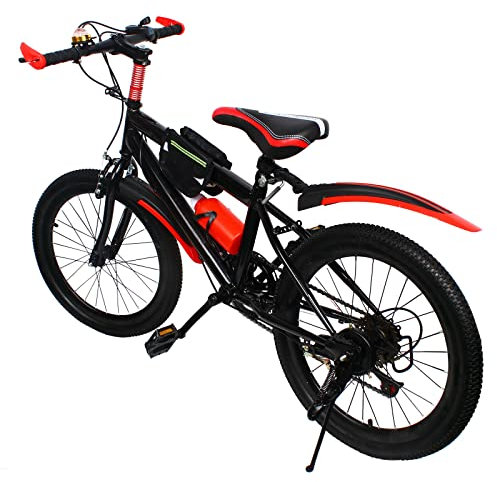 KEESUNG Kinderfahrrad 20 Zoll, Jungen Mädchen Mädchenfahrrad Doppelscheibenbremse Kinder Fahrrad 7 Gang Kinder Fahrrad Mountainbike höhenverstellbar Kinderfahrrad mit Klingel, Rot