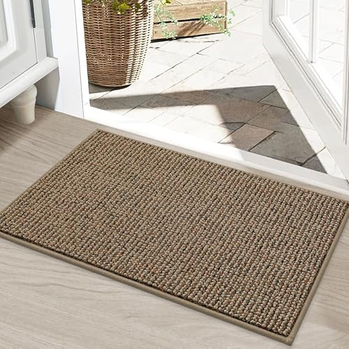 BEQHAUSE Dirt Trapper Door Mat 20 x 32, Non-Slip Washable Doormats Entrance Mat, Dirt Resistant and Absorbent Welcome Mat, Low Profile Floor Mats for Front Back Door and Entryway, Beige