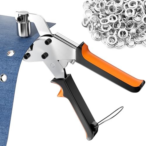 Ceisazira Oeillets Métalliques Kit 10mm, Pince à Oeillet avec 500 Oeillets, Pinces Perforatrices à œillets, Ensemble Professionnel de Perforateur pour Bache Tissus Cuir Carton Affiches Bannières