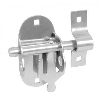 Heavy Duty 4” 100mm Security Iron Oval Pad Bolt Galvanised Finish Sliding Lock for Garden Gates Sheds, Garage Out House Doors Lock