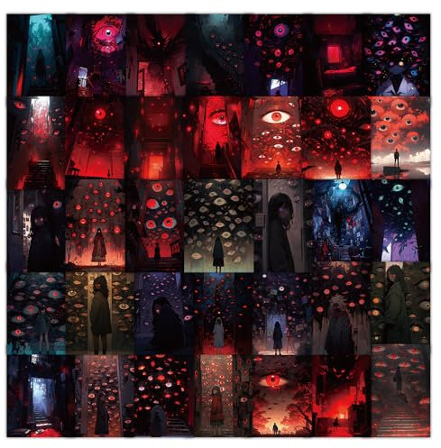 60 Stück Evil Eye Aufkleber Vinyl Wasserdicht Horror Augen Sticker für Skateboard Laptop Telefon Gepäck Auto Gitarre Motorrad Computer,Cartoon Ästhetisch Aufkleber für Jugendliche Kinder Erwachsene