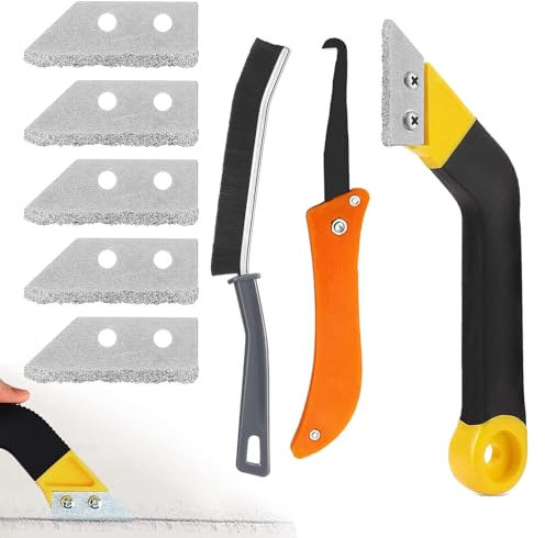 Fliesenfugen Entferner, Fliesenfugen Entfernen Werkzeug Fugenreiniger Fugenentferner Werkzeug Groove Cleaning Tools mit 5 Ersatzklingen 1 Bürsten für Wand Badezimmer Fliesen