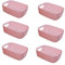 EURXLQ 6 stück Rosa Aufbewahrungsbox Kunststoff Aufbewahrungskorb mit Griffen 20×14.7×7cm,Badezimmer Organizer Küchenschrank Organizer Box Körbe Aufbewahrung Kunststoffbox für Regal