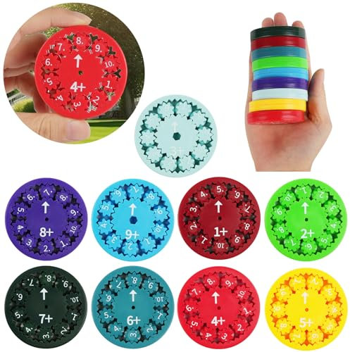 AUAUY 9 Stück Mathe Fidget Spinners, Math Facts Fidget-Spinner Sensorisches Spielzeug, Lindert Stress-Zappel-Lernspiel-Spielzeug, Additions-Subtraktions Mathe-Lernspiele Zappelspielzeug