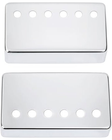 Banworks Metall-Humbucker-Abdeckungen für E-Gitarren-Tonabnehmer, 50 mm (1-31/32 Zoll) / 52 mm (2-3/64 Zoll), Hals-/Steg-Tonabnehmer-Abdeckungen für E-Gitarre, 2 Stück, JT/SYQG-03, Chrom