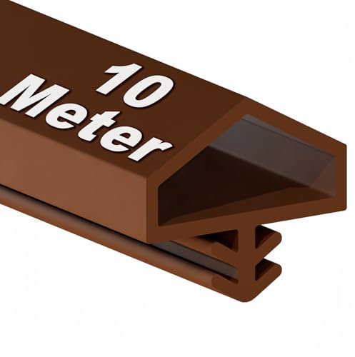 PRIOstahl Türdichtung flexible Dichtung Dichtband Gummidichtung Holztürdichtung - Braun Länge: 10 Meter Falzbreite: 12mm Haustürdichtung Zargendichtung Zugluftstopper für Türen aus Weich-PVC