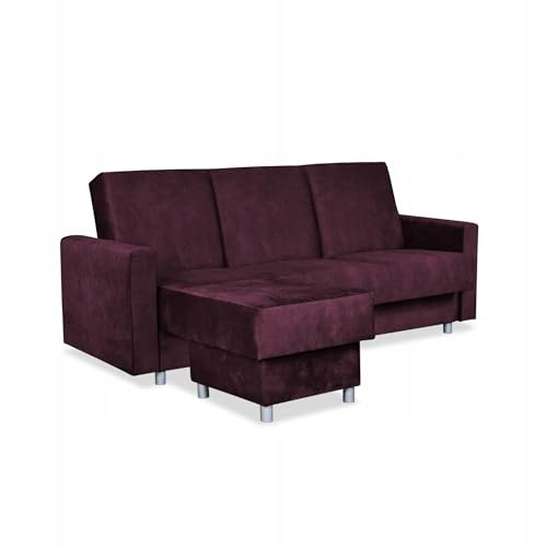 Family Meble Ecksofa, Modell Alicja, mit Schlaffunktion, Freistehendes, Ausklappbares, Behälter für Bettwäsche, Strapazierfähiges Material, Schmutzabweisend, für Wohnzimmer, Schlafzimmer, Aura 6