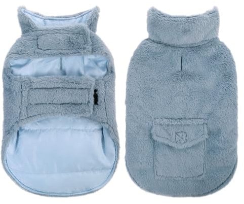 CITÉTOILE Hundemantel Winter, Winddichte Fleecejacke für Kleine Mittel Große Hunde, Warm Mit Geschirrloch, Baumwolle, Blau, 2XL