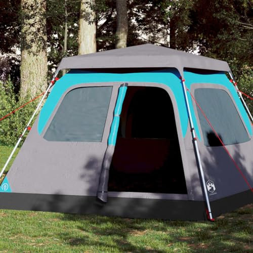 Outdoor Freizeit Camping Zelt Kuppel 4 Personen Blau Schnellverschluss Camping & Wandern
