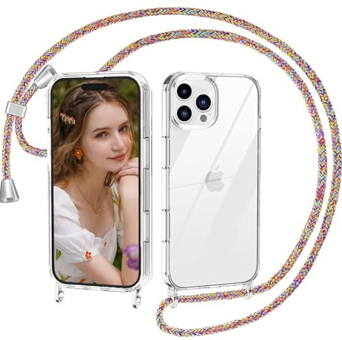 Nupcknn Handykette für iPhone 16 Pro Hülle mit Band,Ultra Dünn Transparent Handyhülle (Abnehmbar Einstellbar) Necklace mit Kordel zum Umhängen Kameraschutz Handy Kette Stossfest Schutzhülle