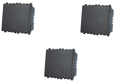 3 Pezzi Interruttore unipolare 1P 16A 2 Moduli compatibile con Vimar Arke colore Nero incasso presa a muro confezione 3 pz
