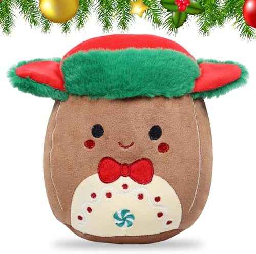 Zkaoai Lebkuchen Kuscheltier Weihnachten, Lebkuchenmann Weihnachts Plüsch Puppe Plüschtier Weihnachten, Gingerbread Lebkuchen Kuscheltier Christmas Stuffed Kissen Lebkuchenmann Figur Deko