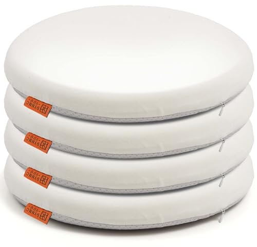 DYNMC you Stuhl 40x40 cm im 2er Set – Outdoor mit Memory Foam - Für Indoor & Outdoor Nutzung – Mittelhart H3 Sitzpolster Gartenstuhl Balkon Terrasse (Beige, Rund 4 Pack)