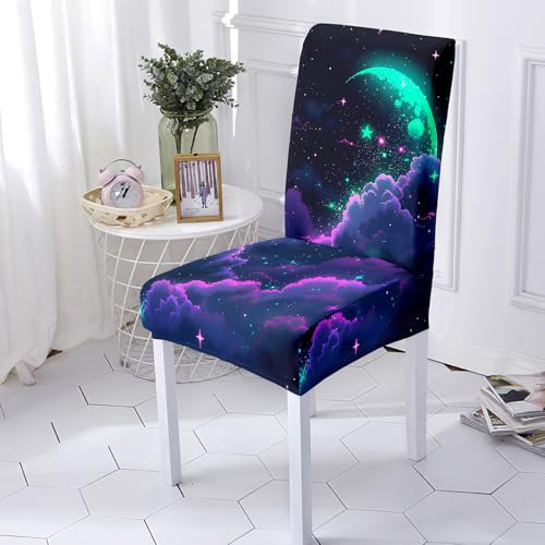 Stuhlhussen Lila Grün Stuhlüberzug Weich Spandex Stuhlhussen Schwingstühle Stuhlbezug Waschbar Stuhl überzug Abnehmbare Stuhlbezüge mit Gummiband Hussen für Stühle Stuhlhussen 2er Set