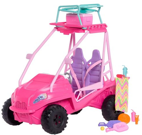 Barbie Coffret Les Mystères de Barbie : Détectives de Plage avec buggy et plus de 10 accessoires dont chaise de plage et serviette, JFV68