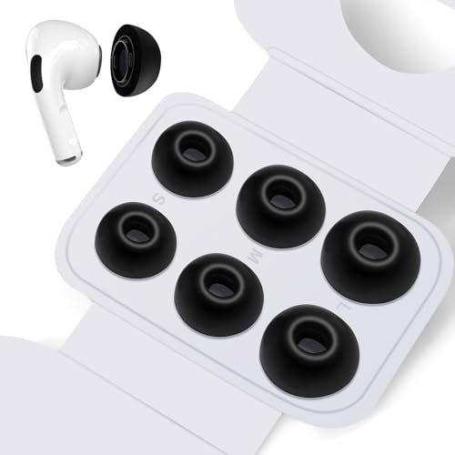 HEEKIM Ohrstöpsel aus Memory-Schaum für Airpods Pro/Airpods Pro 2 mit Loch zur Geräuschreduzierung, Airpods Pro/Pro 2 Ersatz-Ohrstöpsel Aufsätze (S/M/L) - Schwarz