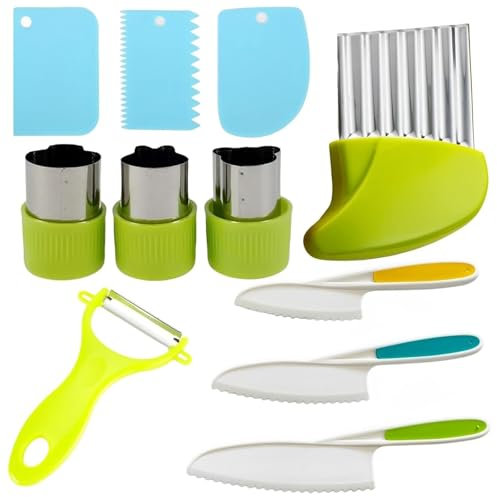 ZQuintuplian 11 Pcs Kids Cooking Set,Fruit Peeling Mini Chef Cake Cream Tools Cooking Set Toys Baking Set Multi Functional Cooking French Fries and Potato Molds Assistive Food Tools