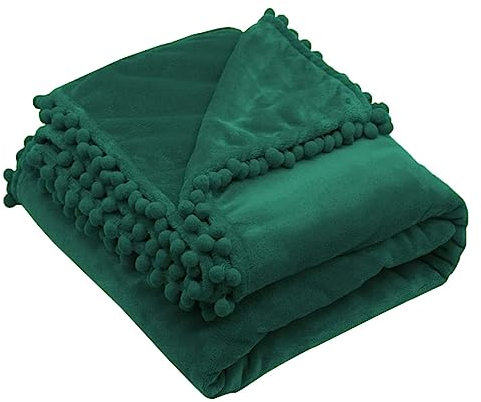 CHILDWEET Dunkelgrüne Decke Doppelt Outdoor-Decke Grüne Kissen Kühldecken Für Heißschläfer Sofaüberwurf Bettdecke Grüner Wurf Bequem Nackenrolle Fleecedecke Beige Flanell Dark Green