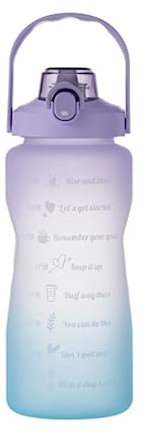 Bouteille d'eau Bouteille d'eau 2L Tasse de Paille Tasse d'eau de Couleur dégradée avec échelle de Temps Bouteille d'eau de Sport de Remise en Forme en Plein air Gourde(D)