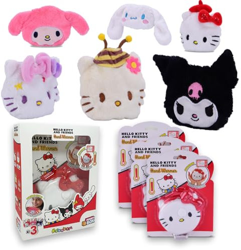 #sbabam Funny Box Hello Kitty Hand Warmer, wiederverwendbarer tragbarer Mikrowellen-Handwärmer, 3 Stück, Hello Kitty Gadget, Taschen-Handwärmer mit Kuromi, Cinnamoroll, My Melody