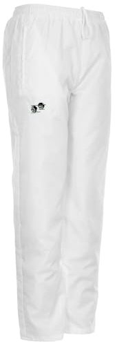 Stylo Online Men's Waterproof Bowling Trousers – White, Windproof, Elasticated Waist with Embroidered Bowls Logo- Unisex Bowling Pants with Pockets (Bowling Trouser L)