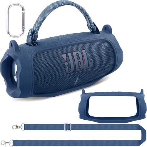 co2CREA Case Silicone for JBL Charge 6 Wireless Portable Bluetooth Speaker, Portable Ultra-light Protective Sleeve with Carabiner and Shoulder Strap