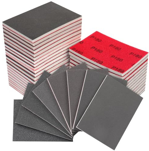 32 Piezas Esponjas de Lijado Húmeda y Seca, Almohadillas de Lija de Grano 180-3000 Esponja Abrasiva Manual Lavable y Reutilizable Taco Abrasivo de Lijado para Madera Metal Cocina Muebles
