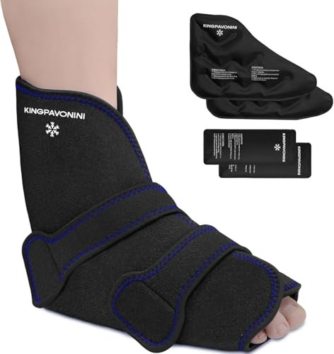 KingPavonini Kühlmanschette Fuß, wiederverwendbare Fuß-Eispackung Kühlbandage für Knöchelverstauchung, OP-Genesung, Plantarfasziitis, Achillodynie, Hot and Cold Compress (Schwarz)