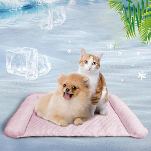 Oveallgo KüHlendes Sofabett, 50 120cm Heatreliefimcooling Dog Bed, Maschinenwaschbar KüHlendes Hundebett, Hundedecke Sofa Halten Sie Ihr Fellbaby (Rosa, XXL(100 * 60) cm)