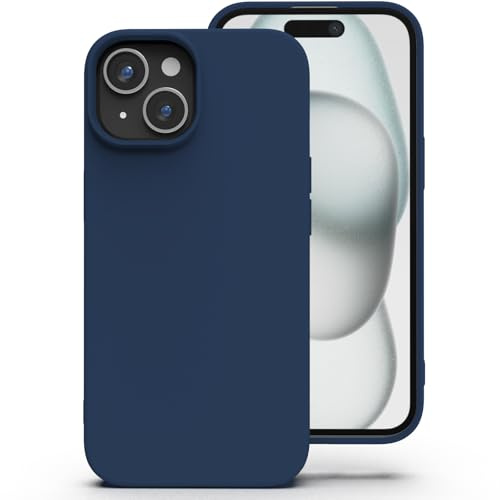Zuvirelx Silikon Handyhülle für iPhone 15 Plus Hülle, Weiches Griff, Dünne, Minimalistisch, Stoßfest, rutschfest, Taschenpassend - Dunkelblau