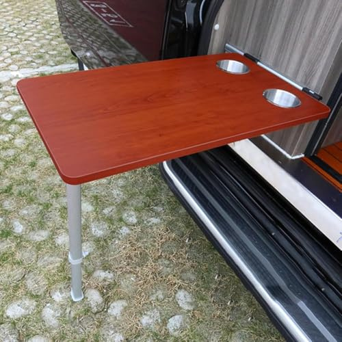 Foldable RV Table with Cup Holders - Compact Wall-Mount Picnic Table for Camping & Small Spaces - Versatile RV Dinette & Outdoor Use (Color: White)