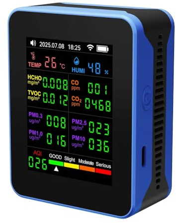 Ujjdwiurgh Tuya WiFi 16 in 1 Air Quality Monitor Multifunction PM2.5 PM10 HCHO TVOC CO Carbon Dioxide Detection Screen Display Detector A